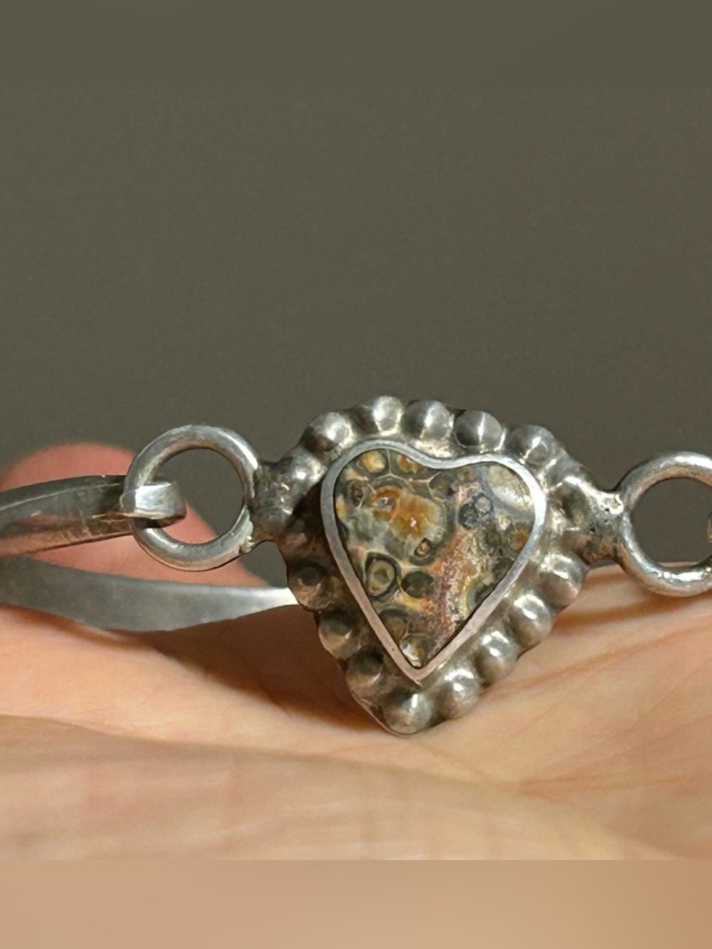 Collectors piece Vintage Taxco jasper sterling silver bracelet